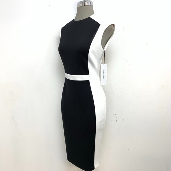 Slimming Design Color Block Calvin Klein Sheath Dress NWT - Picture 5 of 9